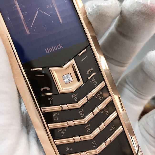 Vertu signature s black ceramic mix red gold custom diamond