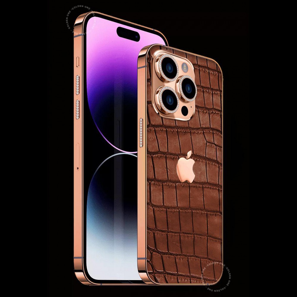 iPhone 14 Vàng Khối Aligator Brown 18K