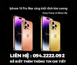 Siêu phẩm thiết kế Iphone 15 Pro Max vàng khối đính kim cương