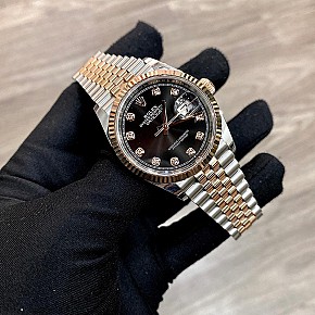 Rolex Datejust 36mm Black Dial Steel and Everose Gold